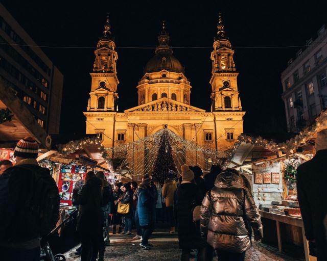 View of Christmas Market near St. Stephen's Basilica - Photo Credit: Krisztian Tabori