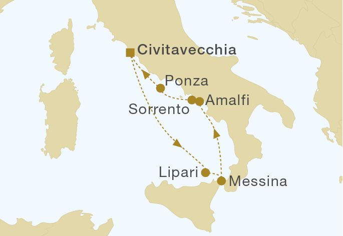 Amalfi & Sicily 7 Nights Itinerary Map