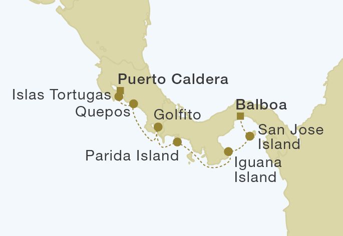 Costa Rica to Panama 7 Nights Itinerary Map