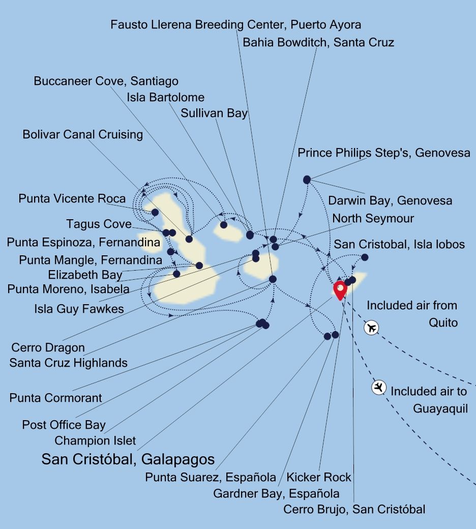 Galapagos Special Voyage: Roundtrip from San Cristobal Itinerary Map