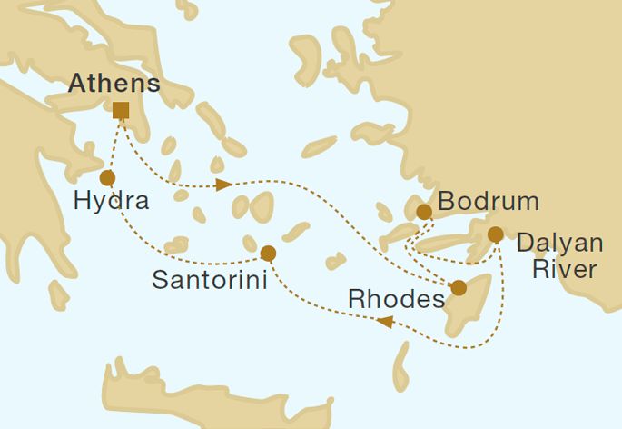 Star Clipper - Grand Voyage: Athens to Athens 14 Nights Itinerary Map