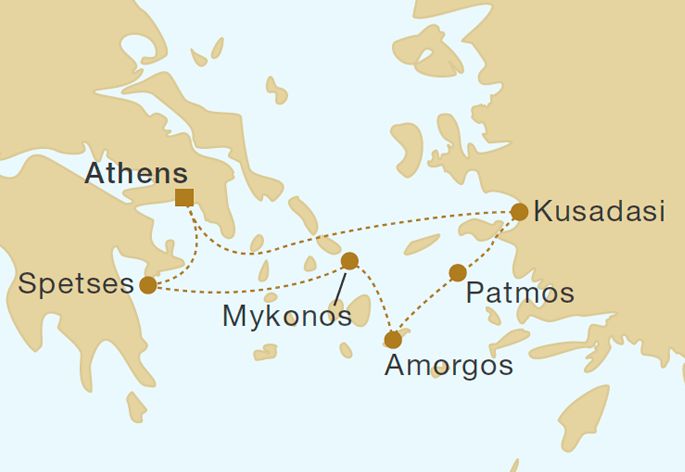 Star Clipper - Northern Cyclades 7 Nights Itinerary Map