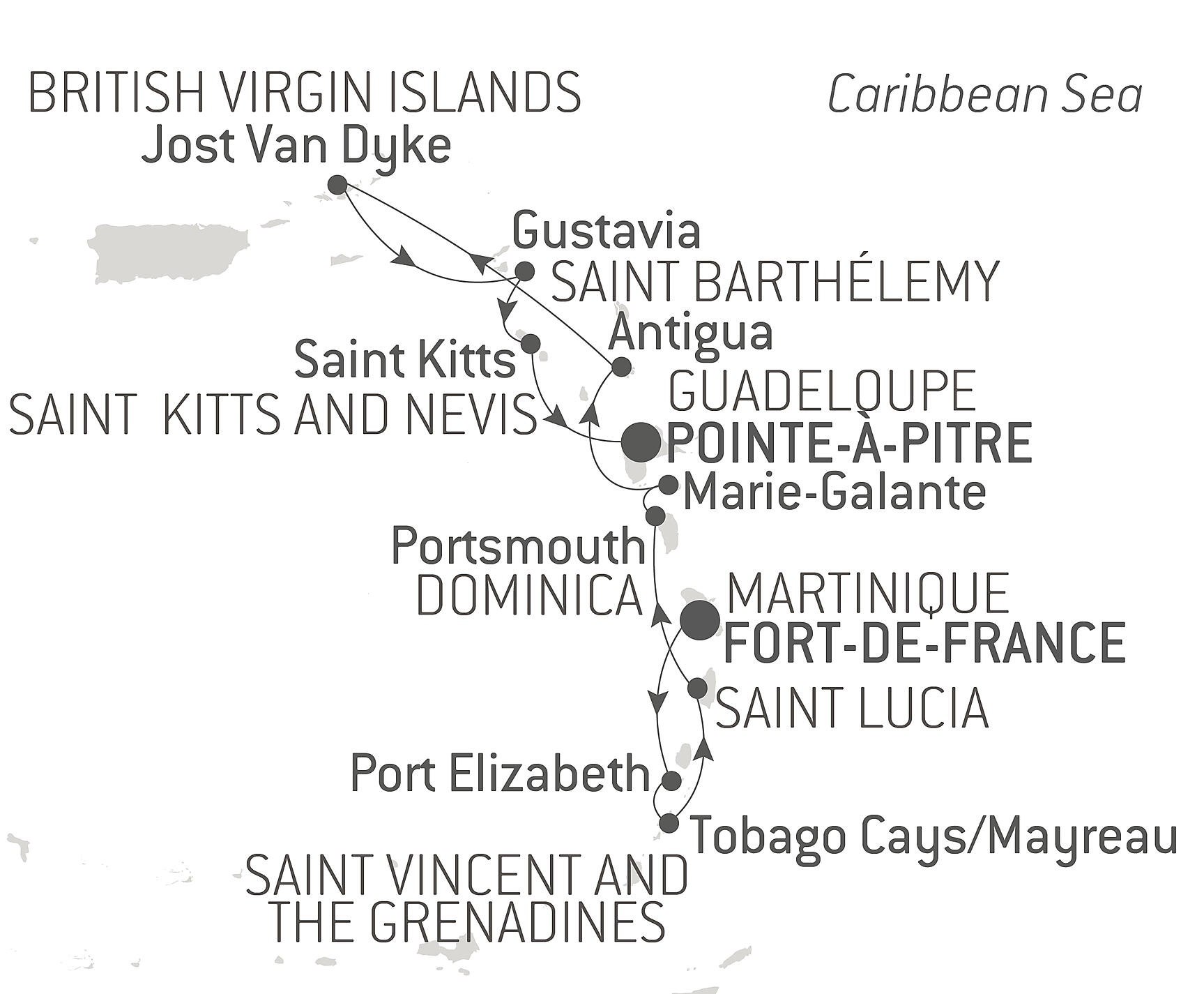 The Essential of the Caribbean Itinerary Map