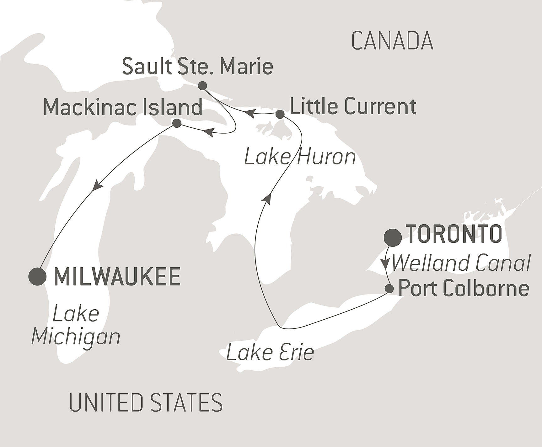 A Voyage Along the Great Lakes – with Smithsonian Journeys Itinerary Map