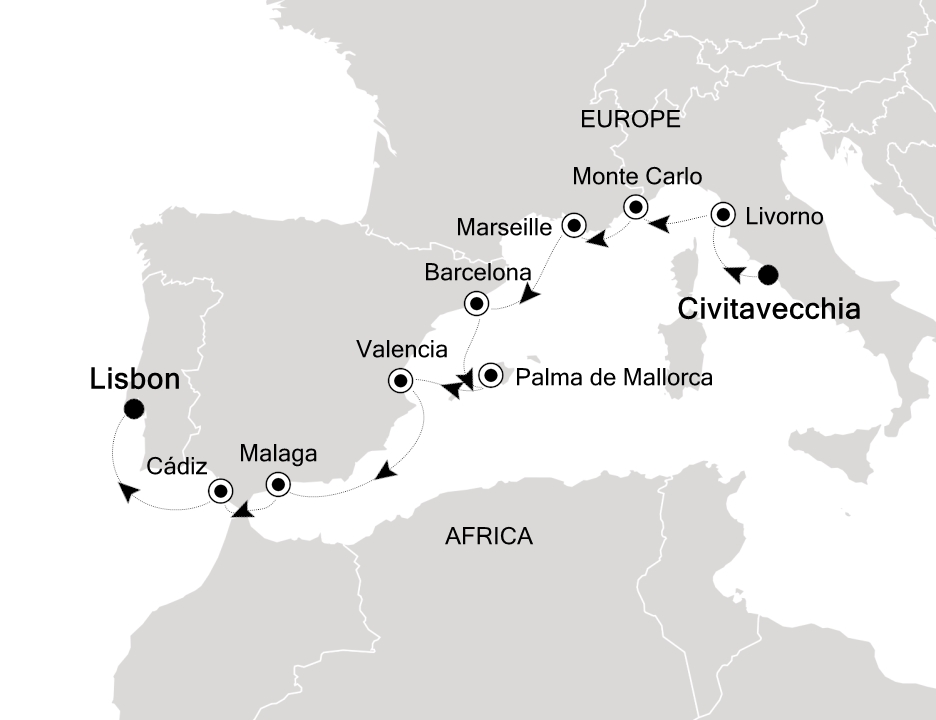 Mediterranean Cruise Itinerary Map