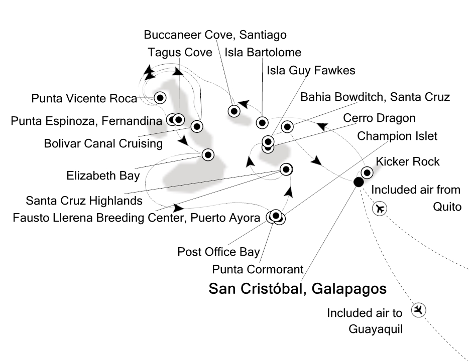 Galapagos Islands Cruise Itinerary Map