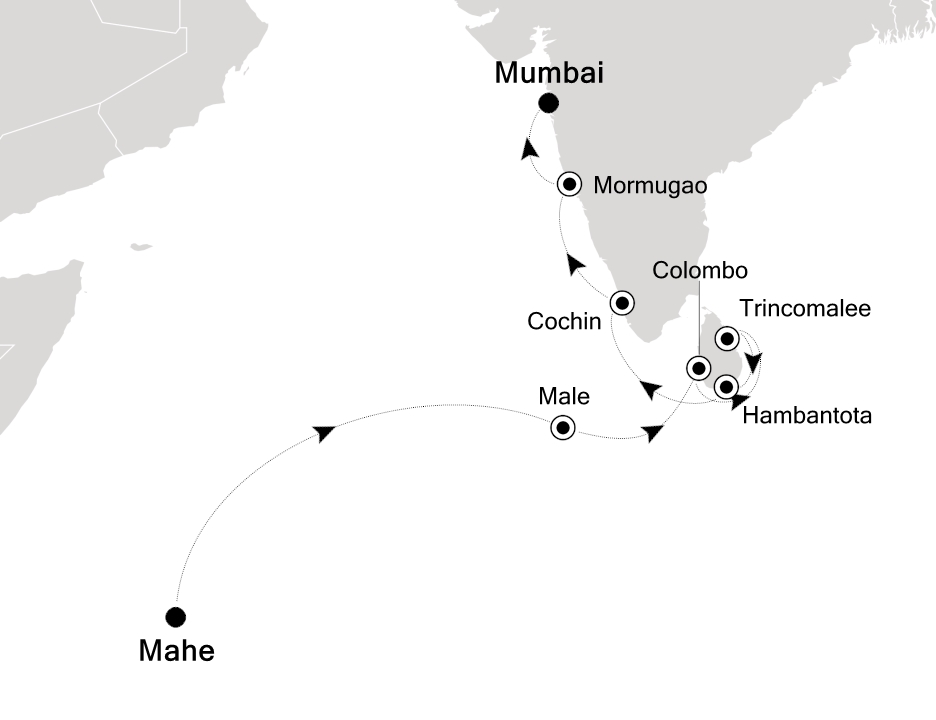 Africa & Indian Ocean Cruise Itinerary Map
