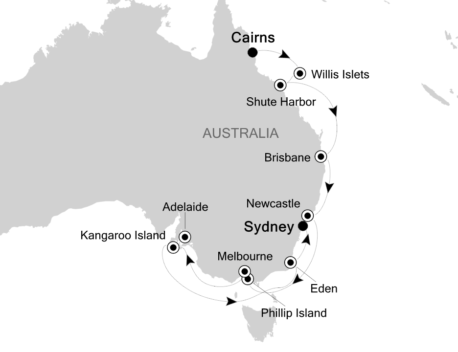 Australia & New Zealand Cruise Itinerary Map