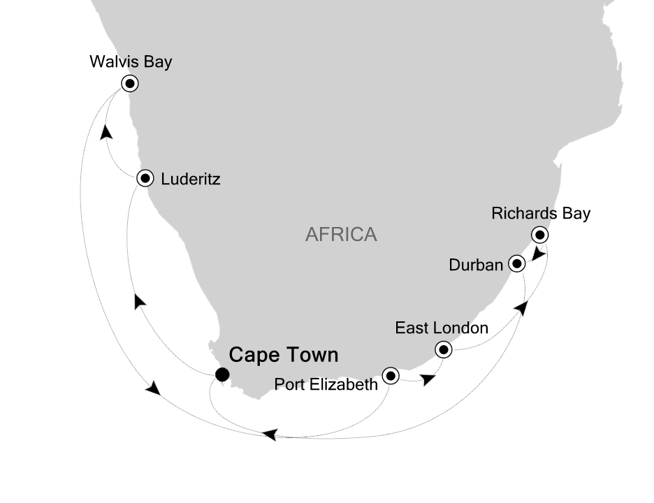 Africa & Indian Ocean Cruise Itinerary Map