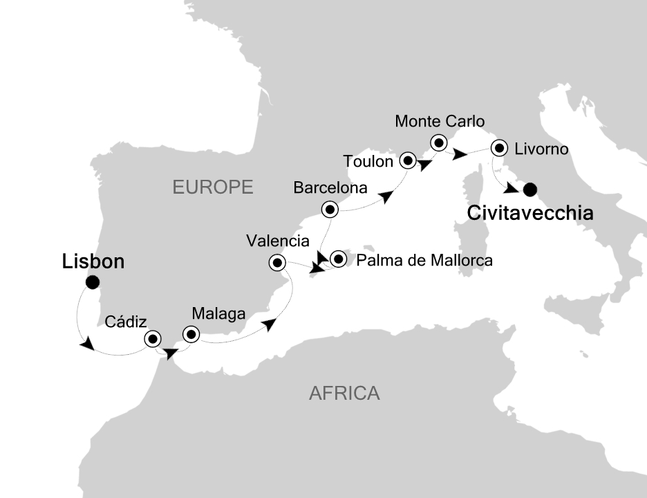 Mediterranean Cruise Itinerary Map