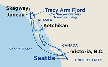 7-Day Inside Passage (Roundtrip Seattle) with Jeff Corwin Itinerary Map