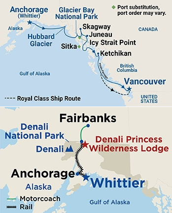 11-Day Denali Explorer - Tour GB4 Itinerary Map